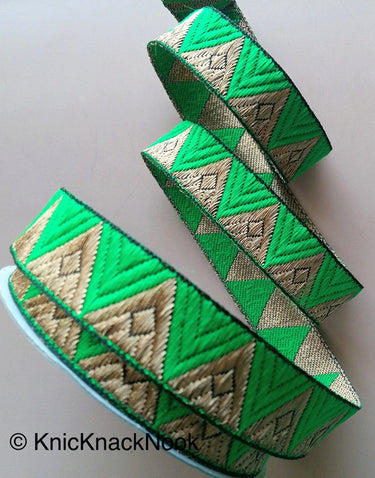 Jacquard Weave Trim, Copper Thread Triangle Embroidery Lace Trim, 20mm Wide